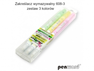 ZAKRELACZ WYMAZYWALNY 608-3 ZESTAW 3 KOLORW