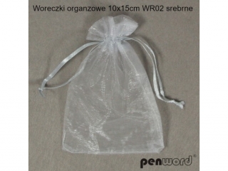 WORECZKI ORGANZOWE 10x15cm WR02 SREBRNE a10