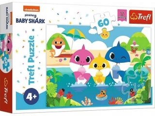 Puzzle   60 TREFL Rodzina rekinw na wakacjach / Viacom Baby Shark