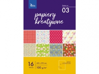 Papiery kreatywne TETIS 100g/m2 A4 16ark. - zestaw  3