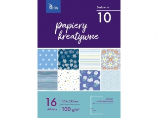 Papiery kreatywne TETIS 100g/m2 A4 16ark. - zestaw 10