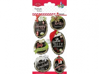 Naklejki papierowe 3D plastry drewna z dekoracją 6szt.