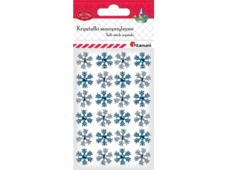 Naklejki p�atki �niegu z kryszta�kiem 21mm bia�e, niebieskie 24szt.