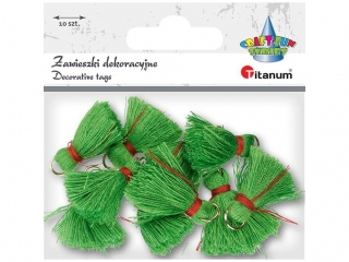 Zawieszki frdzle z muliny z keczkiem 6x25mm 10szt. zielone