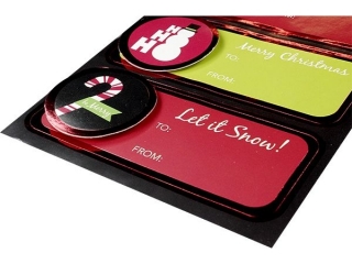 Karnety samoprzylepne 3D Boe Narodzenie 90x38mm dekory okrge 5szt.