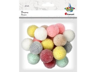Pompony wczkowe 3cm 18szt. kolory pastelowe jasne