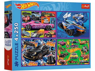 Puzzle  4x250 TREFL Hot Wheels - Wycigowe Auta