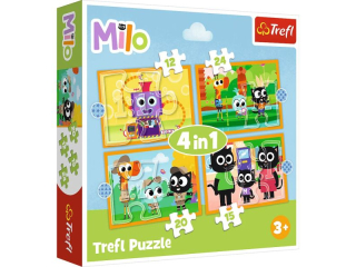 Puzzle   "4w1" TREFL Poznaj Milo i jego przyjaci / Deo Planeta