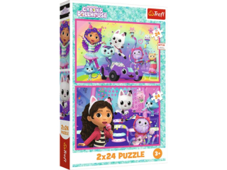 Puzzle   2x24 TREFL Koci domek Gabi - Zabawy z Gabby