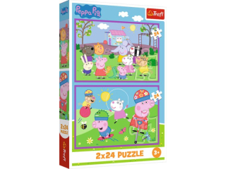 Puzzle   2x24 TREFL winka Peppa na placu zabaw