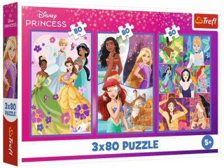 Puzzle   3x80 TREFL Disney Princess - Ksiniczki przyjaciki