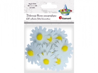 Dekoracje samoprzylepne filcowe 3D kwiaty z pomponem O40mm białe 10szt. TITWLK