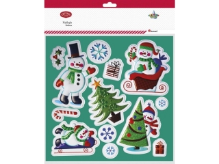 Naklejki wypukłe bałwanki, choinki, prezenty mix 13szt.