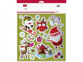 Naklejki wypukłe pingwin, sowa, Mikołaj, renifer mix 16szt.