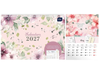 Kalendarz z kieszonk� 25x17, 5cm Kwiaty 2027