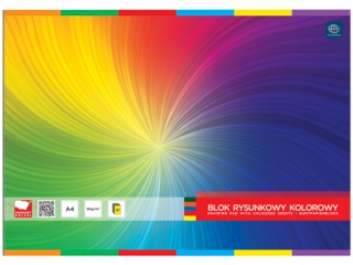 Blok rysunkowy kolorowy A4 20k. 80g INTERDRUK Barwiony w masie