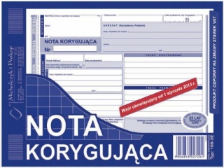 Druk -NK Nota korygujca