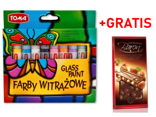 Farby witraowe GLASS PAINT - 9 kolorw + konturwka + folie